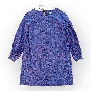 Whit Jude Dress‎ Cotton blue red Polka Dot Knee Length Shift Dress Size L